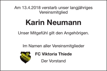 Traueranzeige von Karin Neumann von Salzgitter Zeitung