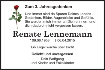 Traueranzeige von Renate Lennemann von Salzgitter Zeitung