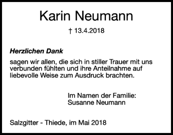 Traueranzeige von Karin Neumann von Salzgitter Zeitung