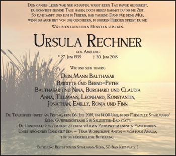 Traueranzeige von Ursula rechner von Salzgitter Zeitung