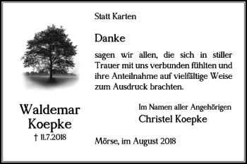 Traueranzeige von Waldemar Koepke von Wolfsburger Nachrichten
