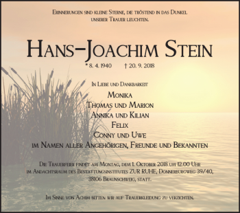 Traueranzeige von Hans-Joac Him stein von Braunschweiger Zeitung