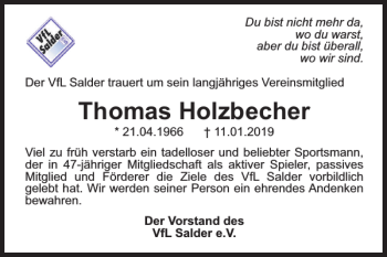 Traueranzeige von Thomas Holzbecher von Salzgitter Zeitung
