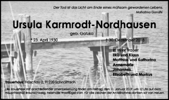Traueranzeige von Ursula Karmrodt-Nordhausen von Braunschweiger Zeitung
