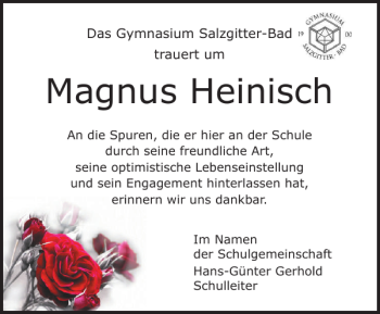 Traueranzeige von Magnus Heinisch von Salzgitter Zeitung