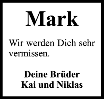 Traueranzeige von Mark  von Braunschweiger Zeitung