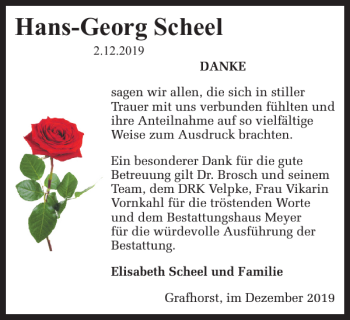Traueranzeige von Hans-Georg Scheel von Helmstedter Nachrichten
