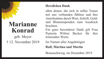 Traueranzeige von Marianne Konrad von Braunschweiger Zeitung