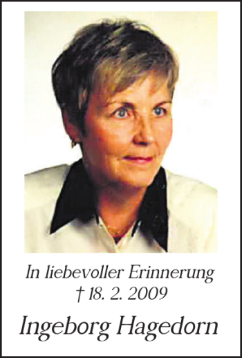 Traueranzeige von Ingeborg Hagedorn von Braunschweiger Zeitung