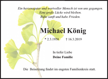 Traueranzeige von Michael König von Salzgitter Zeitung