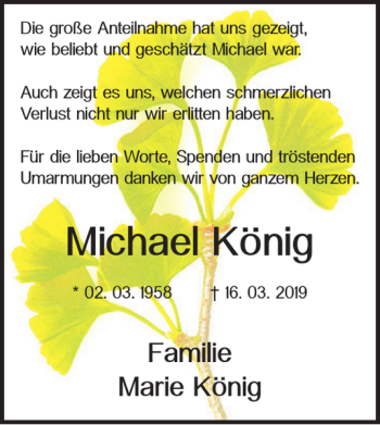 Traueranzeige von Michael König von Salzgitter Zeitung