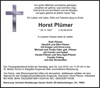 Traueranzeige von Horst Plümer von Salzgitter Zeitung