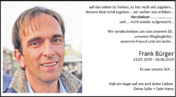 Traueranzeige von Frank Bürger von Braunschweiger Zeitung
