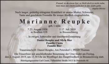 Traueranzeige von Marianne Reupke von Braunschweiger Zeitung