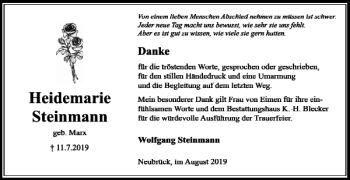 Traueranzeige von Heidemarie Steinmann von Braunschweiger Zeitung