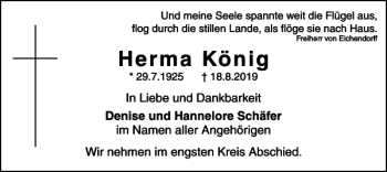 Traueranzeige von Herma König von Braunschweiger Zeitung