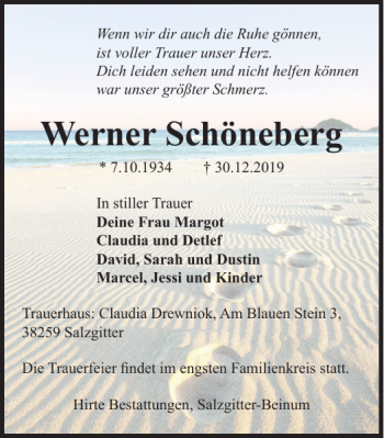 Traueranzeige von Werner Schöneberg von Salzgitter Zeitung
