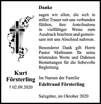 Traueranzeige von Kurt Försterling von Salzgitter Zeitung