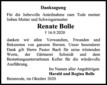 Traueranzeige von Renate Bolle von Helmstedter Nachrichten