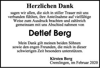 Traueranzeige von Detlef Berg von Braunschweiger Zeitung