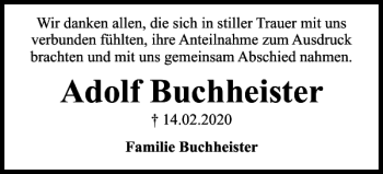 Traueranzeige von Adolf Buchheister von Braunschweiger Zeitung