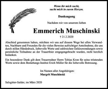 Traueranzeige von Emmerich Muschinski von Salzgitter Zeitung