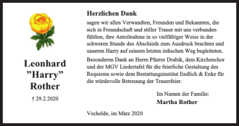 Traueranzeige von Leonhard Harry Rother von Braunschweiger Zeitung