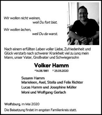 Traueranzeige von Volker Hamm von Braunschweiger Zeitung