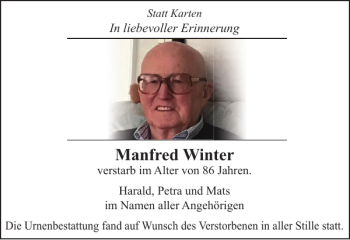 Traueranzeige von Manfred Winter Manfred Winter von Salzgitter Zeitung