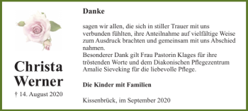 Traueranzeige von Christa Werner von Wolfenbütteler Zeitung