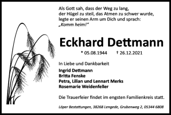 Traueranzeige von Eckhard Dettmann von Salzgitter Zeitung