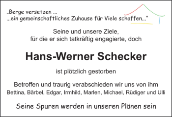 Traueranzeige von Hans-Werner Schecker von Braunschweiger Zeitung