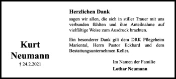 Traueranzeige von Kurt Neumann von Helmstedter Nachrichten
