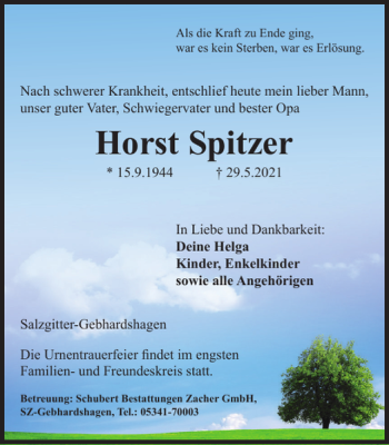Traueranzeige von Horst Spitzer von Salzgitter Zeitung