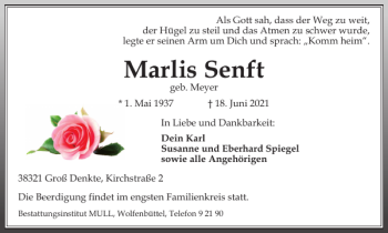 Traueranzeige von Marlis Senft von Wolfenbütteler Zeitung
