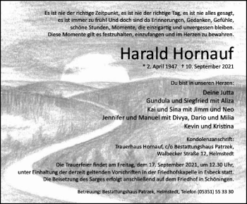 Traueranzeige von Harald Hornauf von Helmstedter Nachrichten