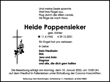 Traueranzeige von Heide Poppensieker von Wolfsburger Nachrichten