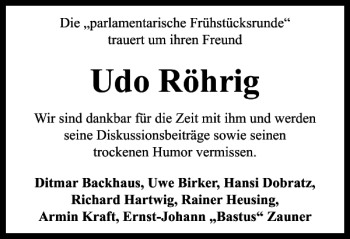 Traueranzeige von Udo Röhrig von Braunschweiger Zeitung