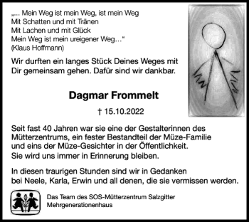 Traueranzeige von Dagmar Frommelt von Salzgitter Zeitung