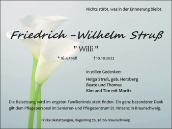 Traueranzeige von F e i-W S ß von Braunschweiger Zeitung