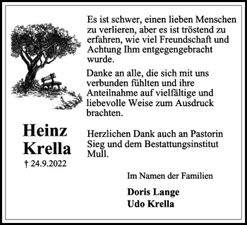 Traueranzeige von Heinz Krella von Wolfenbütteler Zeitung