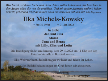 Traueranzeige von Ilka Michels-Kowsky von Braunschweiger Zeitung