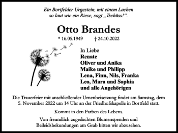 Traueranzeige von Otto Brandes von Braunschweiger Zeitung