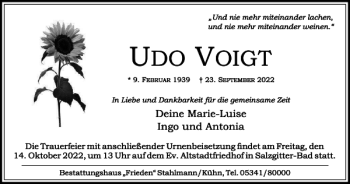 Traueranzeige von UDO VOIGT von Salzgitter Zeitung