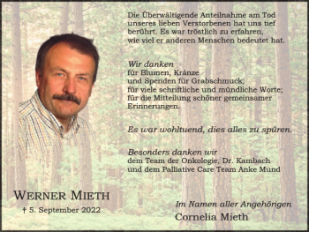 Traueranzeige von WERNER MIETH von Salzgitter Zeitung