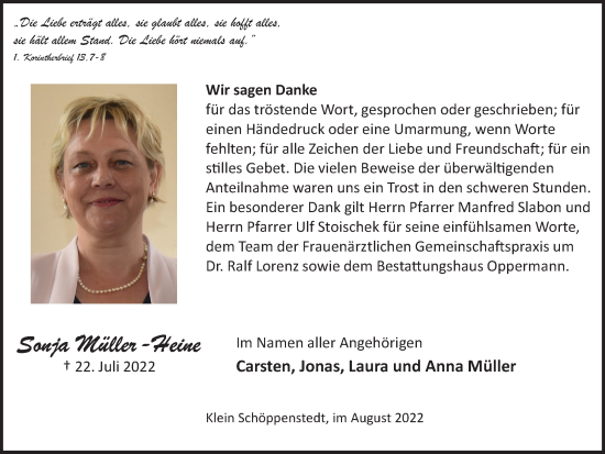 Traueranzeige von Sonja Müller-Heine von Braunschweiger Zeitung
