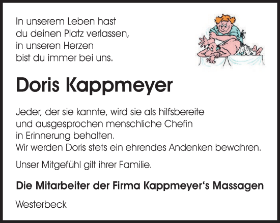 Traueranzeige von Doris Kappmeyer von Wolfsburger Nachrichten