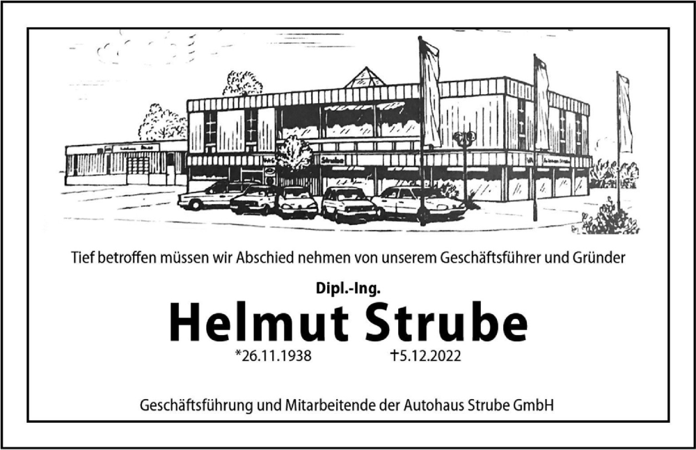  Traueranzeige für Helmut Strube vom 23.12.2022 aus Salzgitter-Zeitung
