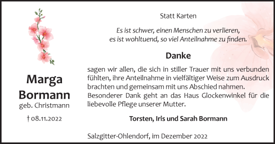 Traueranzeige von Marga Bormann von Salzgitter-Zeitung