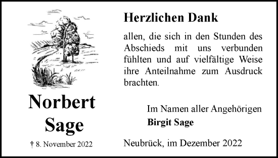 Traueranzeige von Norbert Sage von Braunschweiger Zeitung